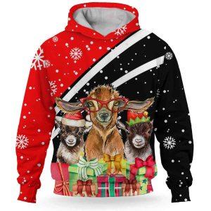 Goat Christmas Funny Snow Red 3D Hoodie Goat Christmas Funny Snow Red 3D Hoodie