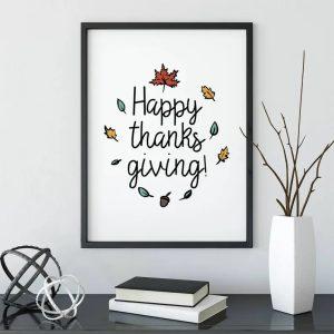 Happy Thanksgiving Poster, Autumn Colors Home Decor Happy Thanksgiving Poster, Autumn Colors Home Decor