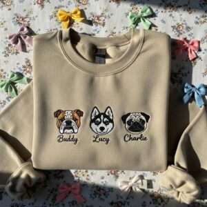 Unique Pet Embroidered Shirt, Custom Cat Embroidered Sweatshirt, Personalized Dog Embroidered Hoodie