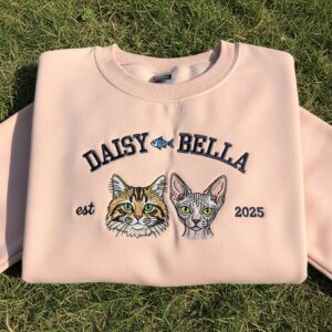 Personalized Pet Embroidered Shirt, Custom Cat & Dog Embroidered Sweatshirt, Best Gift for Pet Lover