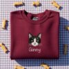 Tuxedo Cat Portrait Embroidered Shirt