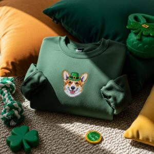 Corgi St Patrick  Embroidered Shirt