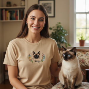 Siamese Cat Embroidered Shirt